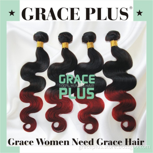 cheap virgin raw unprocesse virgin indian hair weaving two tone burgundy red colored brazilian body wave
